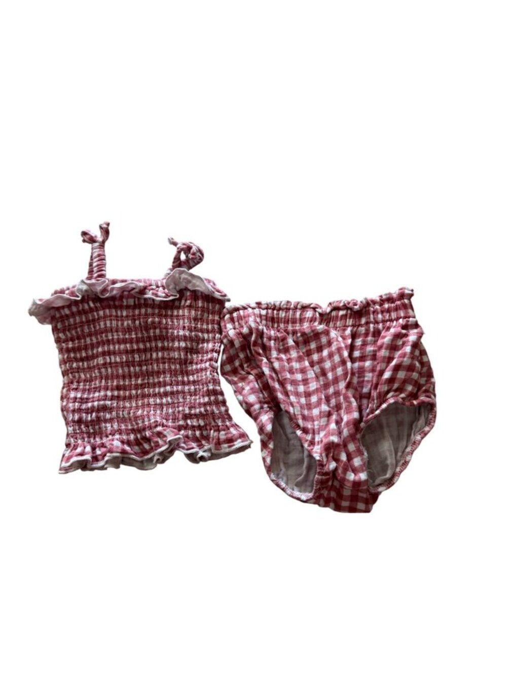 Chickpea Organic Baby Girl Gingham Smocked Top & Bloomers Set 3-6 Months